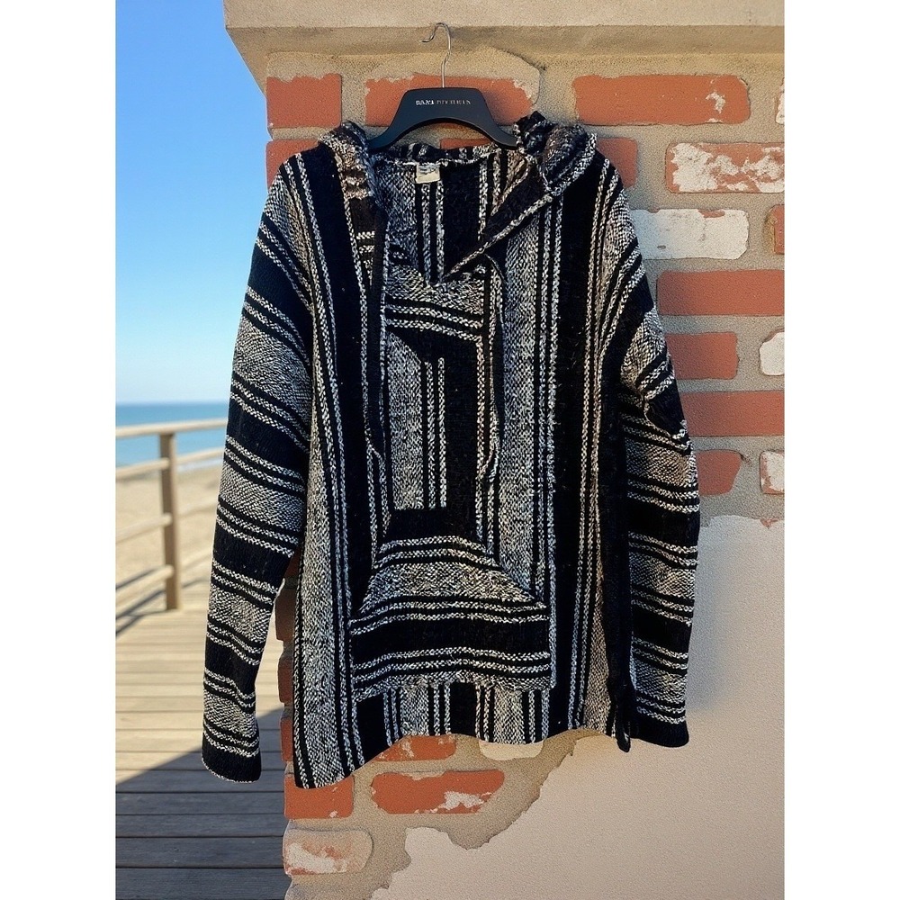Vel Mex Baja Hoodie Pullover Striped Pouch Pocket Hooded Sweatshirt XXL